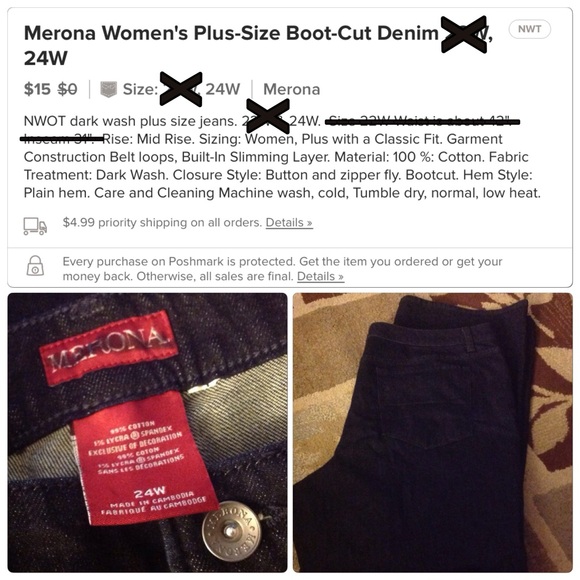 New DARK wash denim in size 22W - Picture 4 of 9